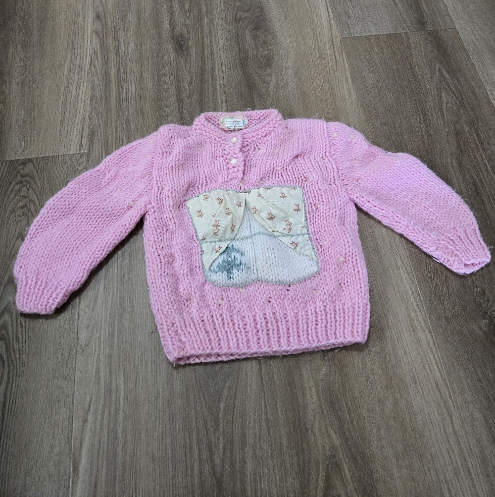 Vintage Youth Park Sweater Kids Pink Pullover Crew Neck No Size